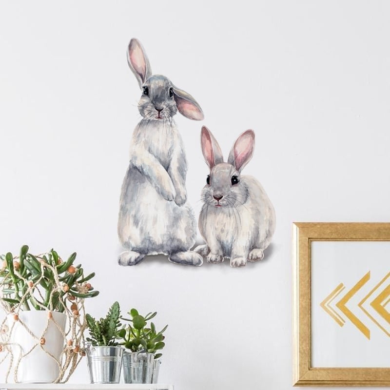 Stickers Mural avec deux lapins_2