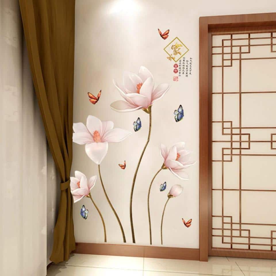 Acheter Autocollants muraux Vintage en forme de Vase à fleurs, Vision 3D,  décoration de maison, sparadrap muraux japonais amovibles pour salon,  chambre à coucher, arrière-plan de porche