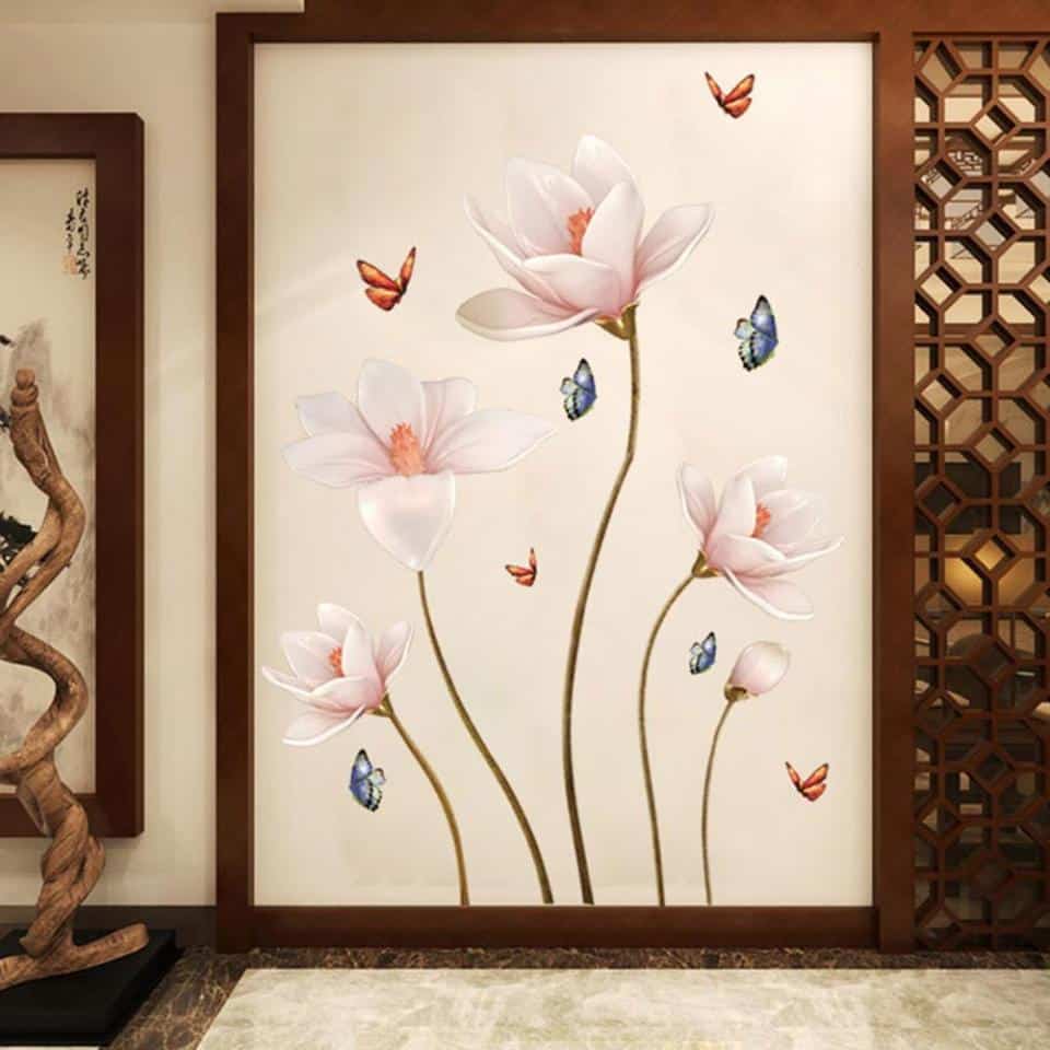 Acheter Autocollant mural décoration de salon, fleurs 3D peuvent bouger,  autocollants muraux appliqués, bricolage