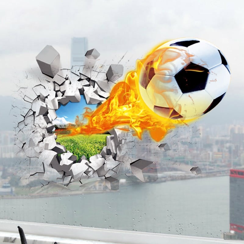 Stickers muraux football 3D trompe l'œil 70cmx50cm_2