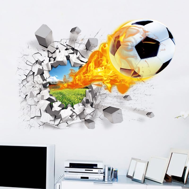 Stickers muraux football 3D trompe l'œil 70cmx50cm_4