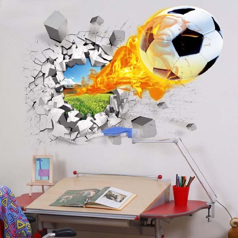 Stickers muraux football 3D trompe l'œil 70cmx50cm_5