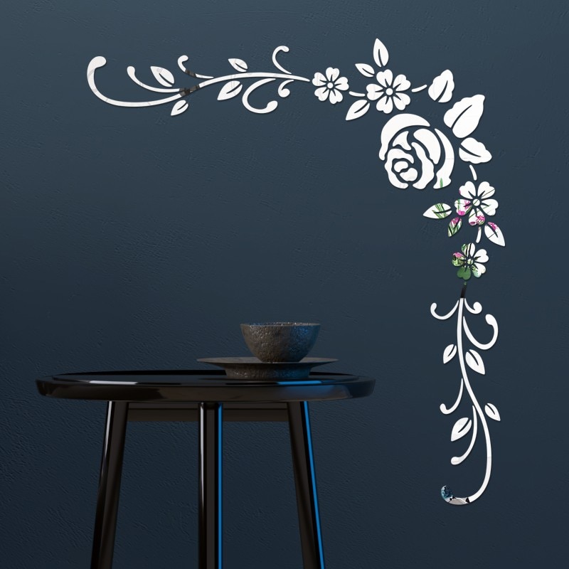 Sticker miroir 3D Fleur Argenté
