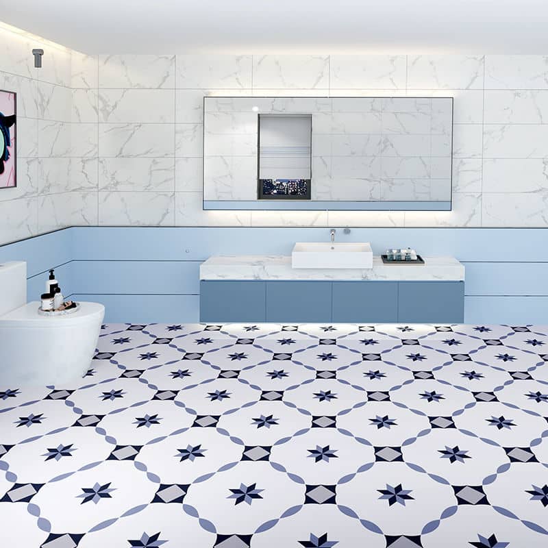 Stickers Carrelage salle de bain Bleu & Blanc 60cmX2m