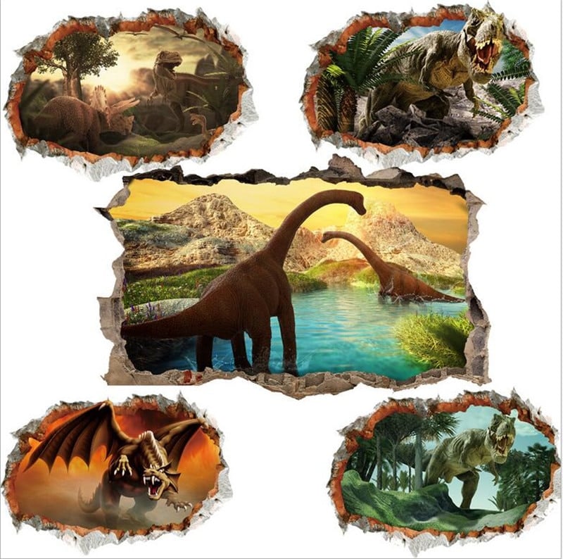 Stickers Dinosaure Trompe l'oeil 3D dinosaures_1