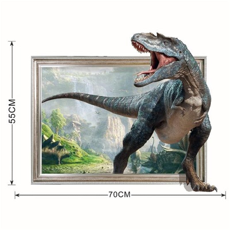 Stickers Mural Trompe l'oeil Dinosaure Gros cadre