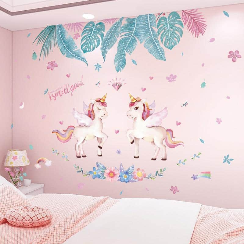 Stickers XXL Mural avec 2 licornes attrape-rêve 60*90cm_1