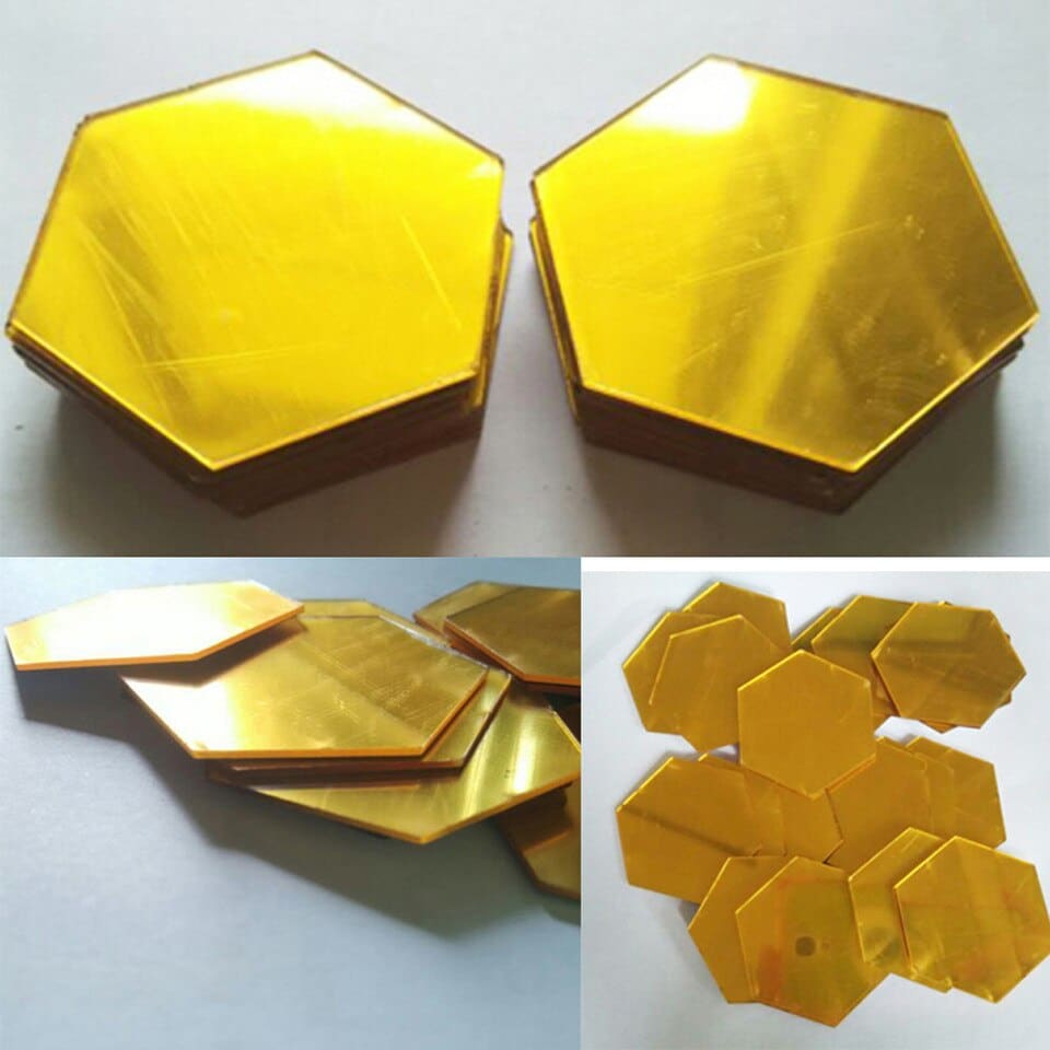 Stickers muraux Miroir hexagone 3D - 12 pièces_4