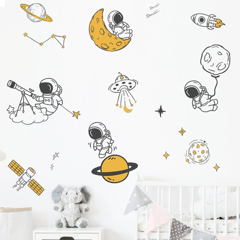 Stickers muraux d'astronautes sur la lune_1