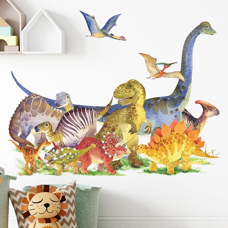 Stickers muraux d'une famille de dinosaures_1