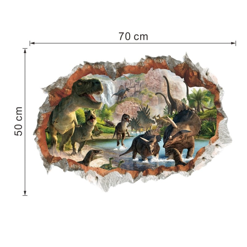 Stickers muraux de dinosaures en 3d - Trompe l'oeil 50x70cm_3