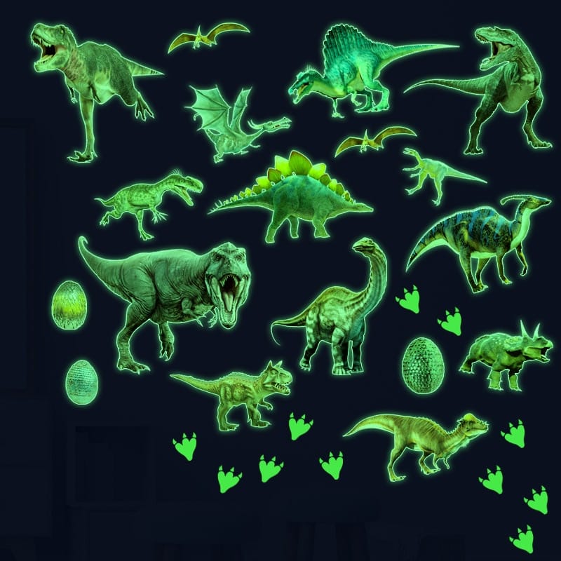 Stickers muraux dinosaures lumineux Fluorescent 30x20cm (4 Pièces)_2