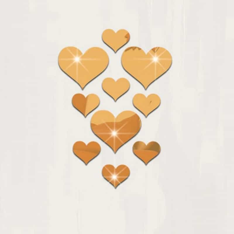 Stickers muraux miroir en forme de coeur