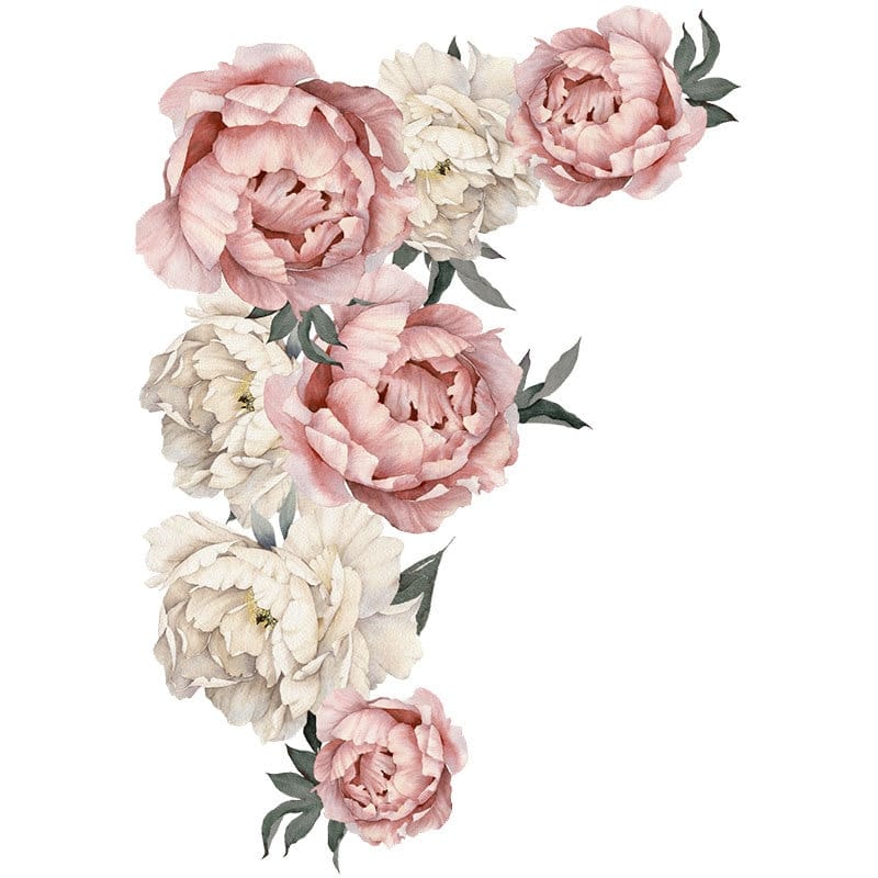 Grand stickers muraux en fleur pivoine rose, 71,5x102 cm, papier-peint auto-adhésif  en vinyle_8