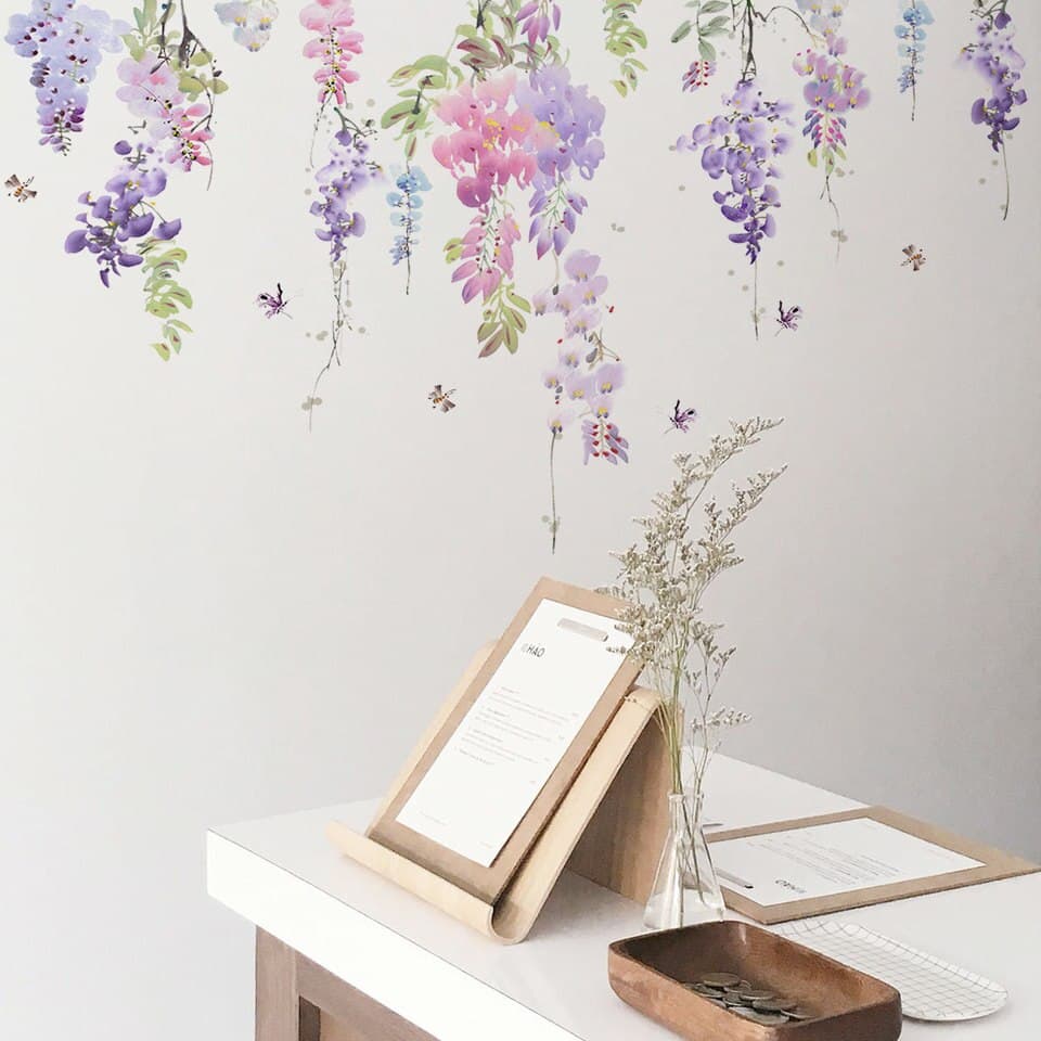 Stickers muraux à fleurs plantes en papier peint adhésif pour décoration intérieure de maison_4