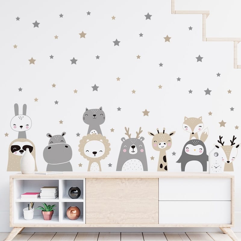 Stickers muraux animaux pour chambres d'enfants et chambre de bébé_1