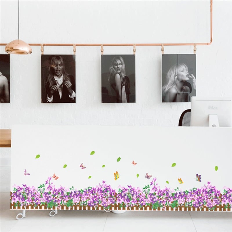 Stickers muraux en PVC pour chambre à coucher et salon , fleurs pastorale_14