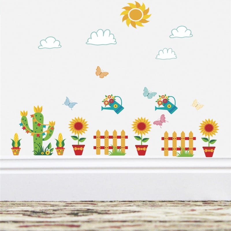 Stickers muraux en PVC pour chambre à coucher et salon , fleurs pastorale_15