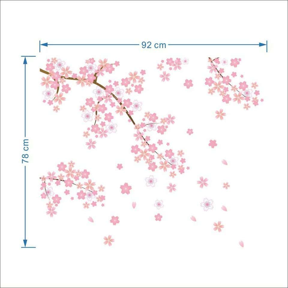 Stickers muraux en fleurs de cerisier rose, branche d'arbre_7