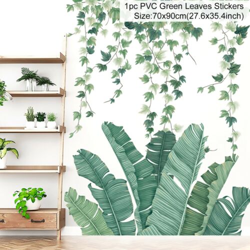 Stickers muraux feuilles vertes pour la maison, plantes tropicales_13
