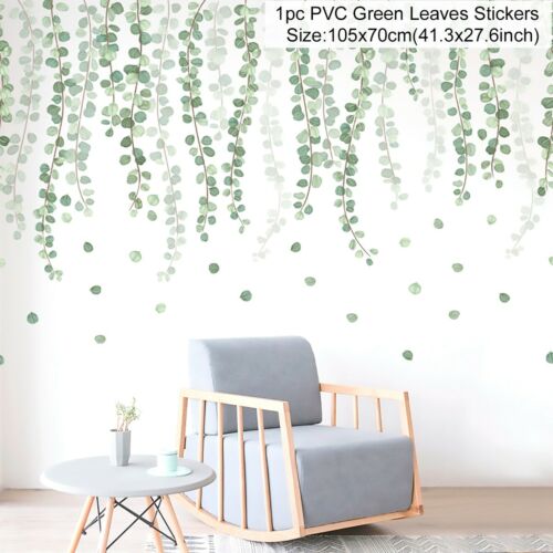 Stickers muraux feuilles vertes pour la maison, plantes tropicales_18