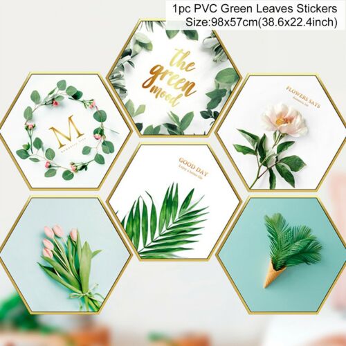 Stickers muraux feuilles vertes pour la maison, plantes tropicales_21