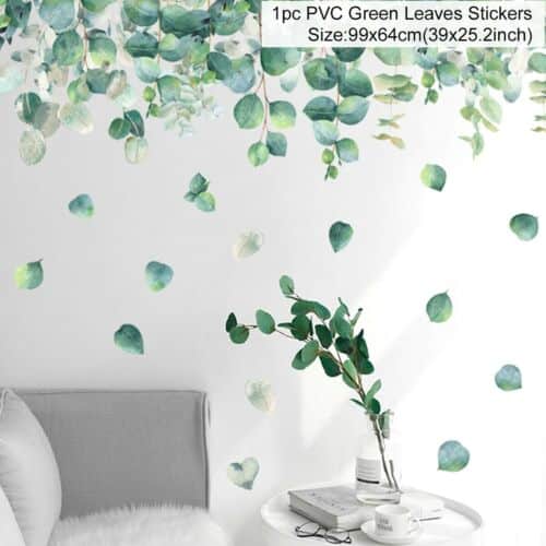 Stickers muraux feuilles vertes pour la maison, plantes tropicales_22