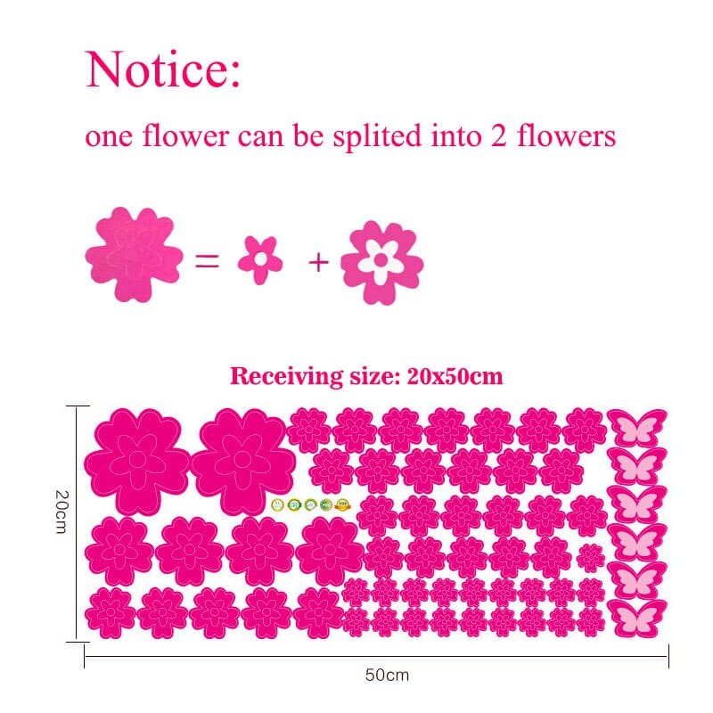Stickers muraux fleurs et papillons 6 pièces 108 pièces, autocollants de décoration intérieure_7