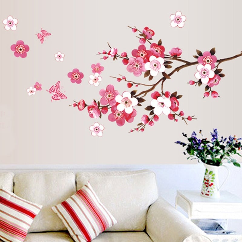 Stickers muraux sakura 739, autocollants de fleurs en PVC, affiche d'art mural pour la maison_4