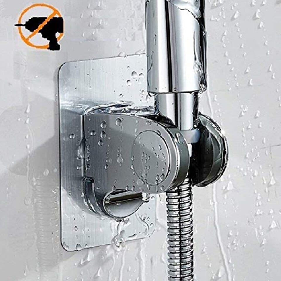 Support de douche effet aluminium ajustable autocollante_1