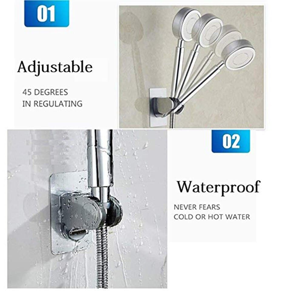 Support de douche effet aluminium ajustable autocollante_2