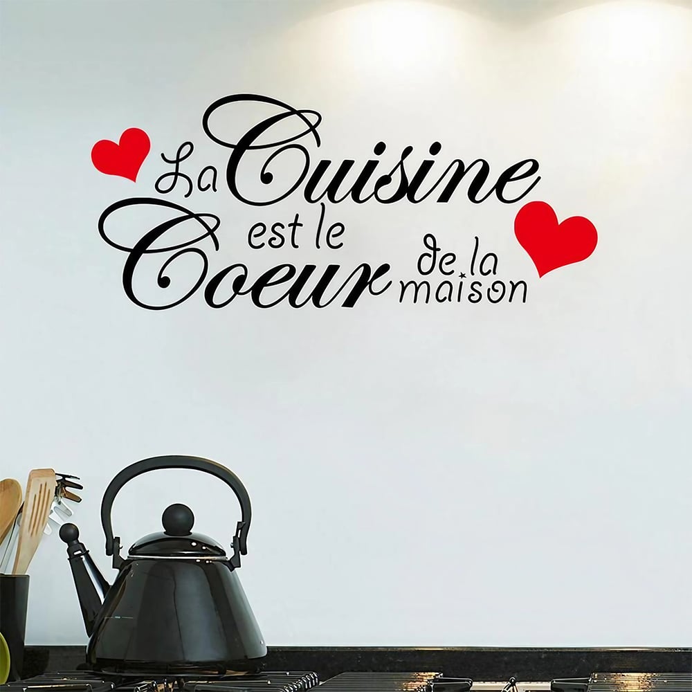 Stickers citation pour la cuisine "La cuisine est le cœur de la maison"